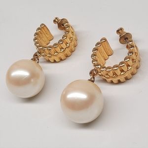 Monet vintage imitation pearl drop earrings